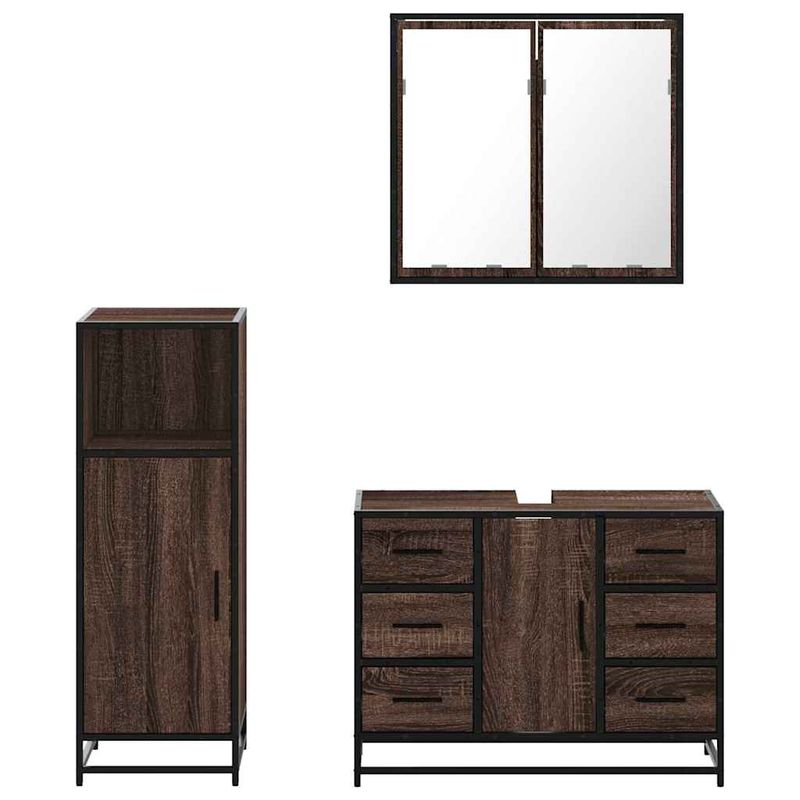 Casa si Gradina - Mobilier - Seturi de mobilier - Seturi baie - Set mobilier de baie, 3 piese, stejar maro, lemn prelucrat - Infinity.ro