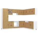 Casa si Gradina - Mobilier - Comode si corpuri - Corpuri bucatarie - Set dulap de bucatarie 14 piese „Kalmar” stejar artizanal lemn - Infinity.ro