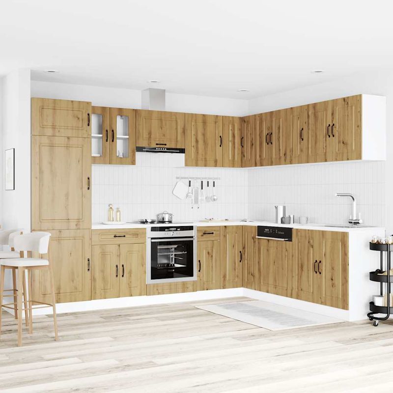 Casa si Gradina - Mobilier - Comode si corpuri - Corpuri bucatarie - Set dulap de bucatarie 14 piese „Kalmar” stejar artizanal lemn - Infinity.ro