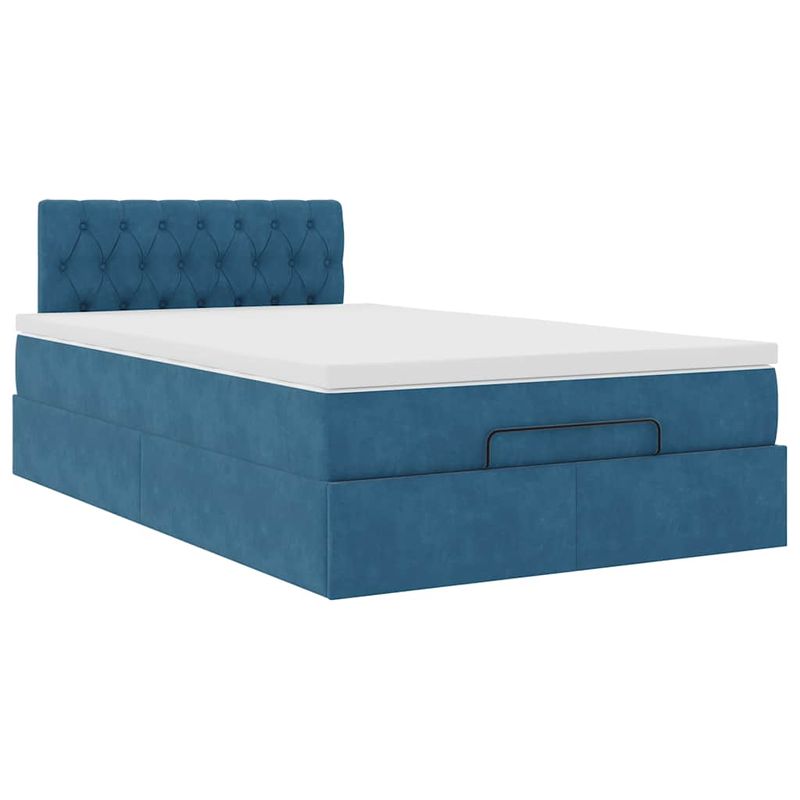 Casa si Gradina - Mobilier - Paturi si accesorii - Paturi - Cadru de pat otoman cu saltea Albastru inchis 120x200cm catifea - Infinity.ro