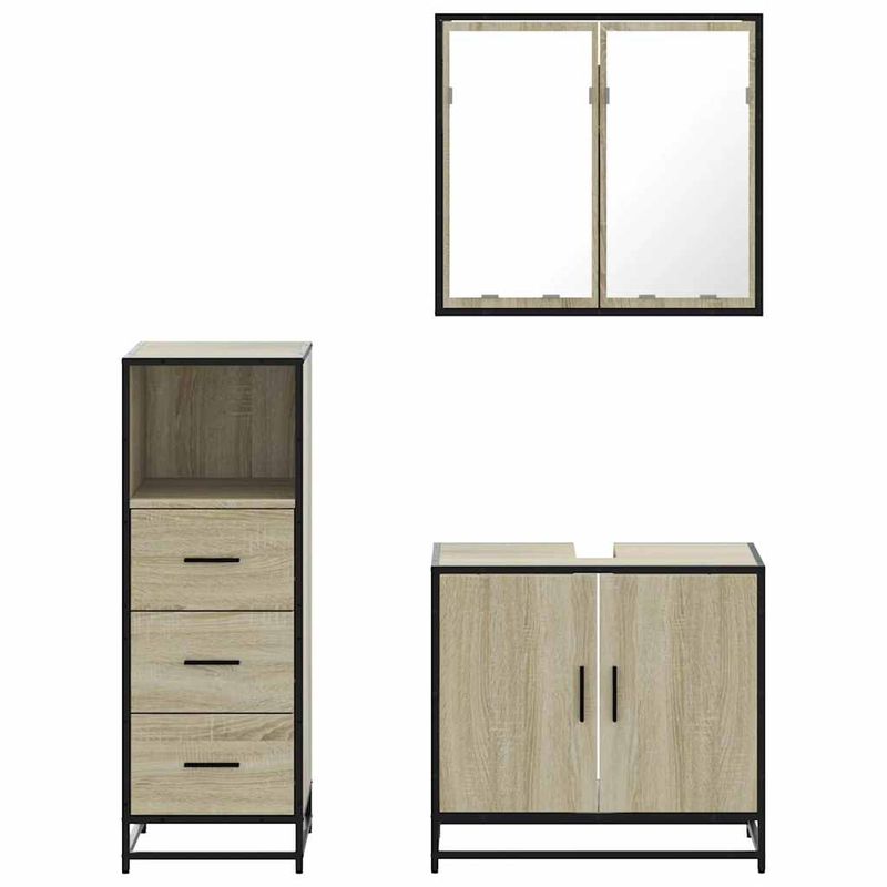 Casa si Gradina - Mobilier - Seturi de mobilier - Seturi baie - Set mobilier de baie, 3 piese, stejar sonoma, lemn prelucrat - Infinity.ro
