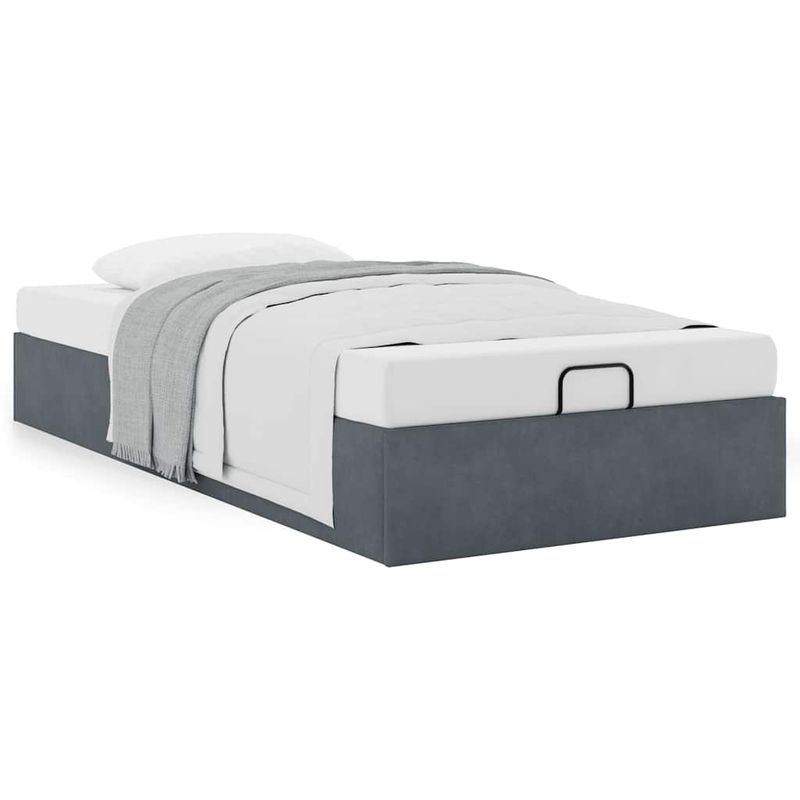 Casa si Gradina - Mobilier - Paturi si accesorii - Paturi - Cadru de pat otoman fara saltea Gri inchis 80x200 cm catifea - Infinity.ro