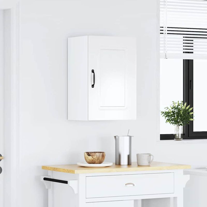 Casa si Gradina - Mobilier - Comode si corpuri - Corpuri bucatarie - Dulap de bucatarie "Kalmar" din lemn prelucrat alb lucios, mărime 40x31x60 cm, model 1x dulap de perete (1 ușă) - Infinity.ro