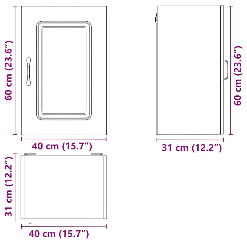 Casa si Gradina - Mobilier - Comode si corpuri - Corpuri bucatarie - Dulap de bucatarie "Kalmar" din lemn prelucrat alb lucios, mărime 40x31x60 cm, model 1x dulap de perete (1 ușă) - Infinity.ro