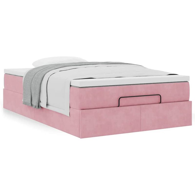 Casa si Gradina - Mobilier - Paturi si accesorii - Paturi - Cadru de pat otoman cu saltea roz 120x190 cm catifea - Infinity.ro
