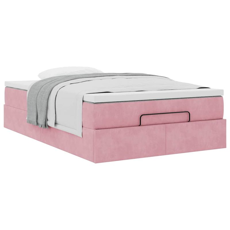 Casa si Gradina - Mobilier - Paturi si accesorii - Paturi - Cadru de pat otoman cu saltea roz 120x190 cm catifea - Infinity.ro