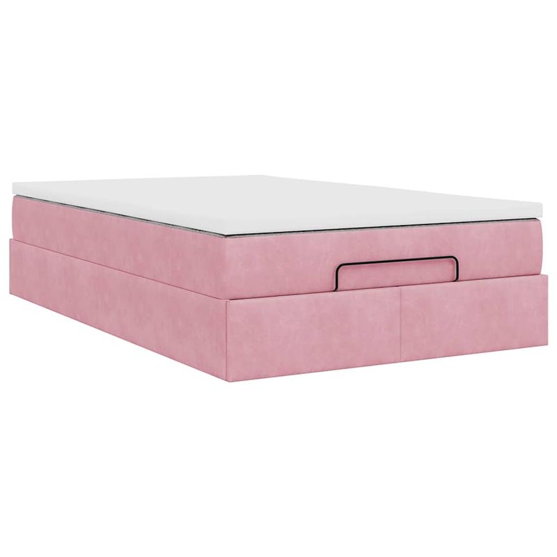 Casa si Gradina - Mobilier - Paturi si accesorii - Paturi - Cadru de pat otoman cu saltea roz 120x190 cm catifea - Infinity.ro