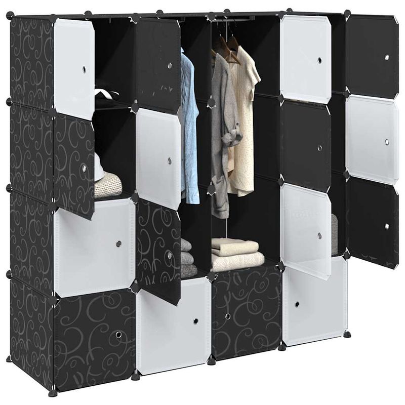 Casa si Gradina - Mobilier - Organizare si depozitare - Organizator incaltaminte - Organizator cuburi depozitare cu 16 cuburi si tije de agatat PP - Infinity.ro