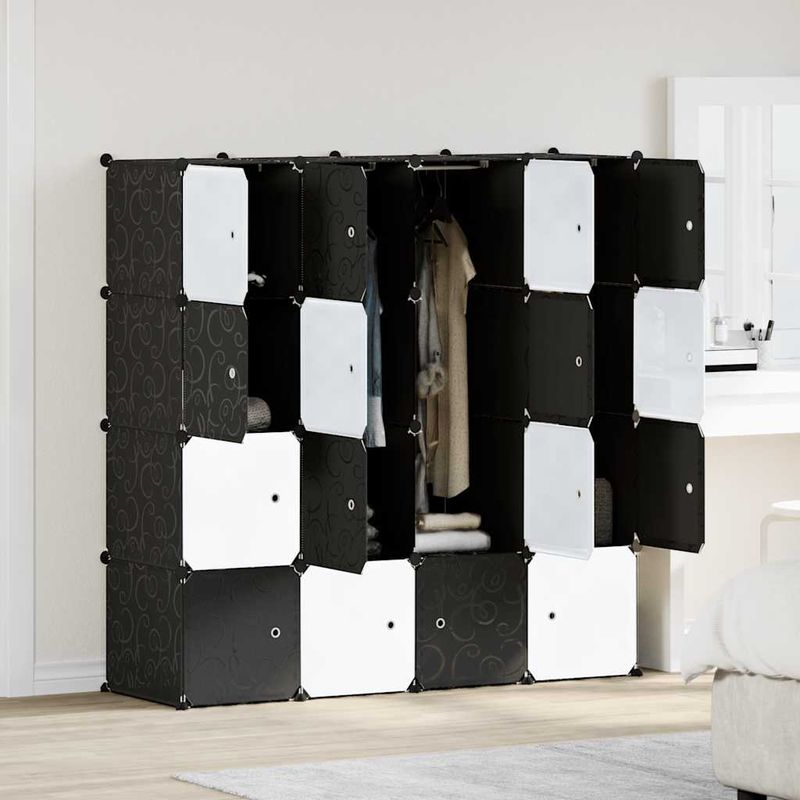 Casa si Gradina - Mobilier - Organizare si depozitare - Organizator incaltaminte - Organizator cuburi depozitare cu 16 cuburi si tije de agatat PP - Infinity.ro