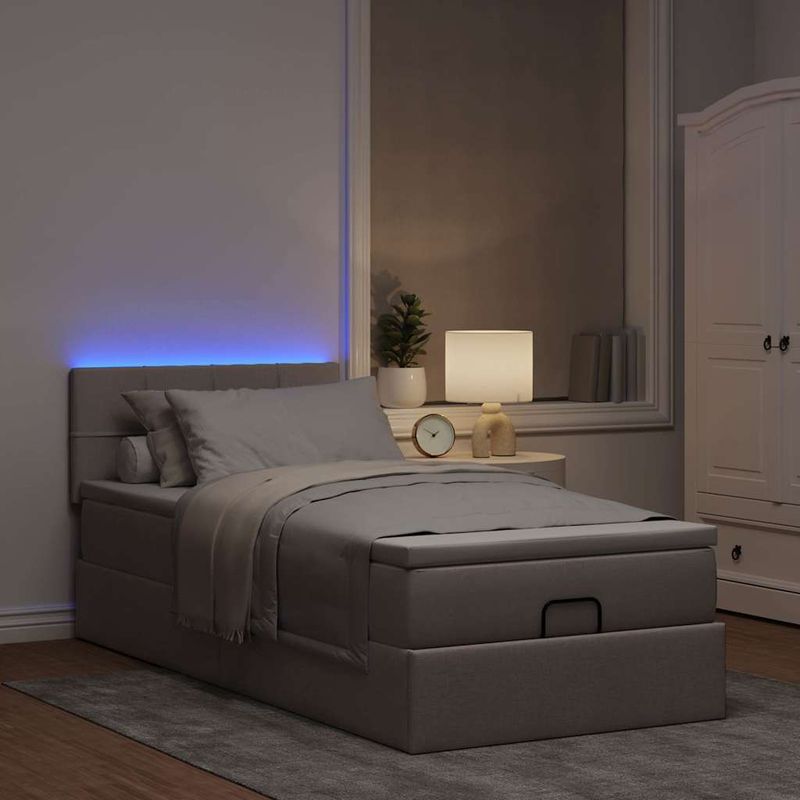 Casa si Gradina - Mobilier - Paturi si accesorii - Paturi - Cadru de pat otoman cu saltea Taupe 80x200cm Material - Infinity.ro