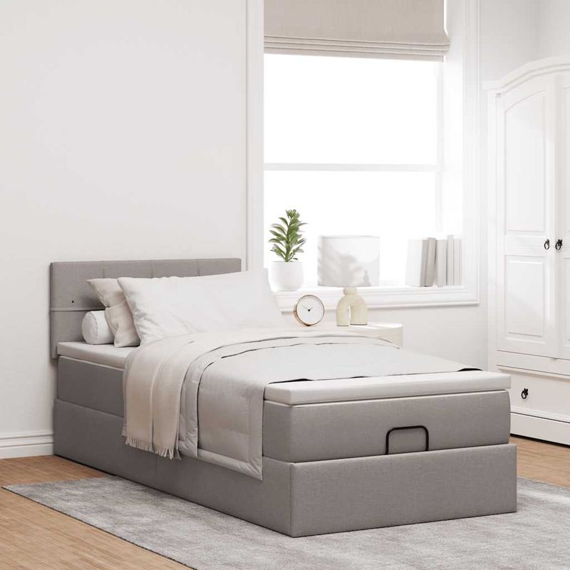 Casa si Gradina - Mobilier - Paturi si accesorii - Paturi - Cadru de pat otoman cu saltea Taupe 80x200cm Material - Infinity.ro