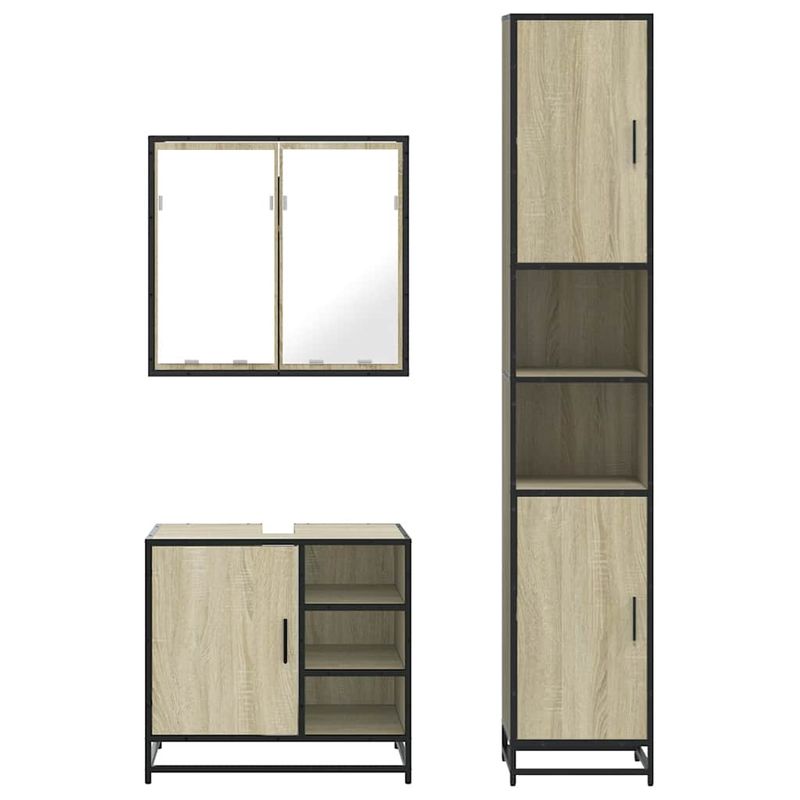 Casa si Gradina - Mobilier - Seturi de mobilier - Seturi baie - Set mobilier de baie, 3 piese, stejar sonoma, lemn prelucrat - Infinity.ro