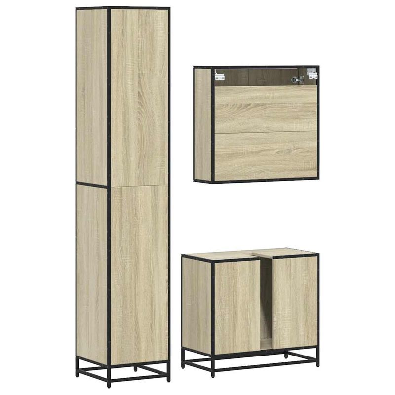 Casa si Gradina - Mobilier - Seturi de mobilier - Seturi baie - Set mobilier de baie, 3 piese, stejar sonoma, lemn prelucrat - Infinity.ro