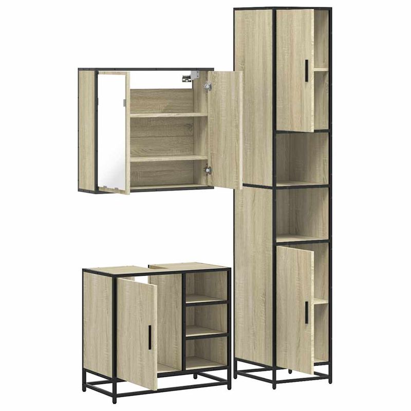 Casa si Gradina - Mobilier - Seturi de mobilier - Seturi baie - Set mobilier de baie, 3 piese, stejar sonoma, lemn prelucrat - Infinity.ro