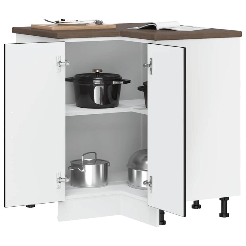 Casa si Gradina - Mobilier - Comode si corpuri - Corpuri bucatarie - Dulap de baza pe colt de bucatarie „Lucca” lemn negru prelucrat - Infinity.ro