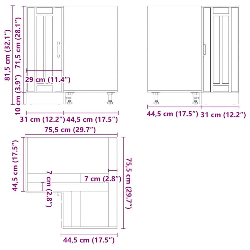 Casa si Gradina - Mobilier - Comode si corpuri - Corpuri bucatarie - Dulap de baza pe colt de bucatarie „Lucca” lemn negru prelucrat - Infinity.ro