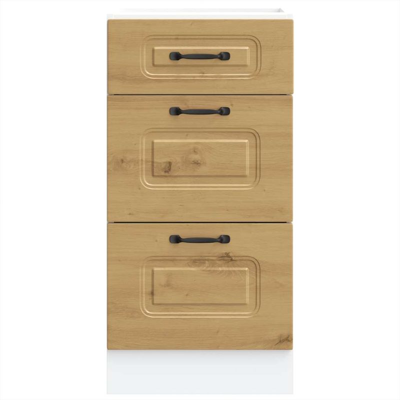 Casa si Gradina - Mobilier - Comode si corpuri - Corpuri bucatarie - Dulap de baza de bucatarie „Kalmar” stejar artizanal lemn, model 1x dulap inferior (3 sertare), mărime 40x46x81.5 cm - Infinity.ro