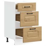 Casa si Gradina - Mobilier - Comode si corpuri - Corpuri bucatarie - Dulap de baza de bucatarie „Kalmar” stejar artizanal lemn, model 1x dulap inferior (3 sertare), mărime 40x46x81.5 cm - Infinity.ro