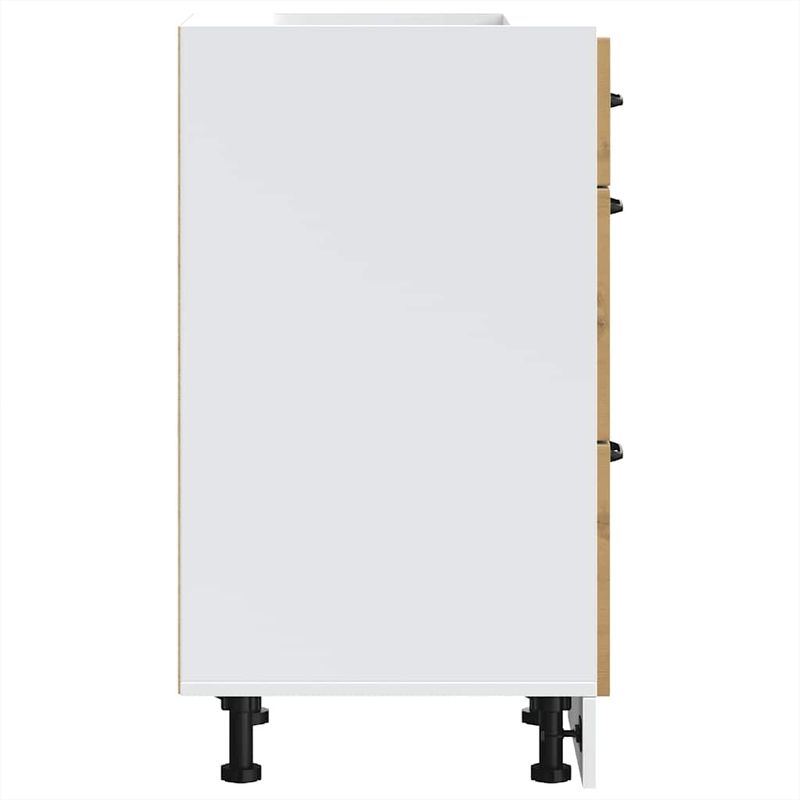 Casa si Gradina - Mobilier - Comode si corpuri - Corpuri bucatarie - Dulap de baza de bucatarie „Kalmar” stejar artizanal lemn, model 1x dulap inferior (3 sertare), mărime 40x46x81.5 cm - Infinity.ro