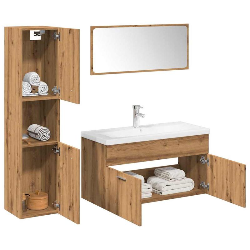 Casa si Gradina - Mobilier - Seturi de mobilier - Seturi baie - Set mobilier de baie, 5 piese, stejar artizanal, lemn prelucrat - Infinity.ro