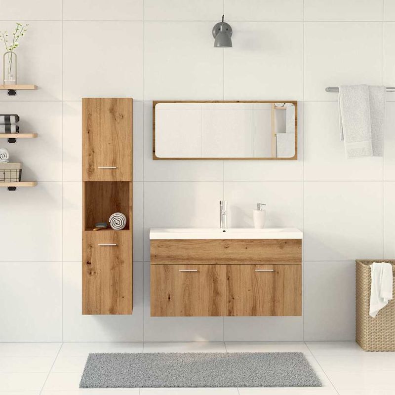 Casa si Gradina - Mobilier - Seturi de mobilier - Seturi baie - Set mobilier de baie, 5 piese, stejar artizanal, lemn prelucrat - Infinity.ro