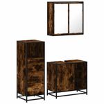 Casa si Gradina - Mobilier - Seturi de mobilier - Seturi baie - Set mobilier de baie, 3 piese, stejar fumuriu, lemn prelucrat - Infinity.ro
