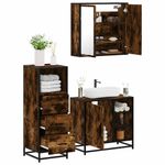 Casa si Gradina - Mobilier - Seturi de mobilier - Seturi baie - Set mobilier de baie, 3 piese, stejar fumuriu, lemn prelucrat - Infinity.ro
