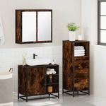 Casa si Gradina - Mobilier - Seturi de mobilier - Seturi baie - Set mobilier de baie, 3 piese, stejar fumuriu, lemn prelucrat - Infinity.ro