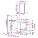 Casa si Gradina - Mobilier - Seturi de mobilier - Seturi baie - Set mobilier de baie, 3 piese, stejar fumuriu, lemn prelucrat - Infinity.ro