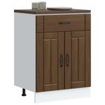 Casa si Gradina - Mobilier - Comode si corpuri - Corpuri bucatarie - Dulap de baza de bucatarie „Lucca” din lemn de stejar maro, mărime 60x46x81.5 cm, model 1x dulap inferior (2 uși 1 sertar) - Infinity.ro