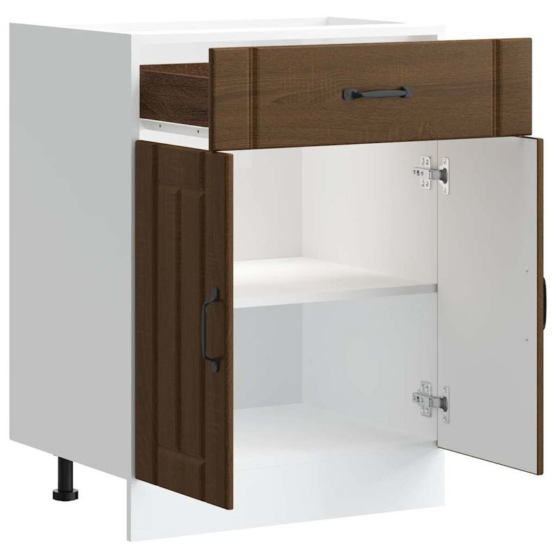 Casa si Gradina - Mobilier - Comode si corpuri - Corpuri bucatarie - Dulap de baza de bucatarie „Lucca” din lemn de stejar maro, mărime 60x46x81.5 cm, model 1x dulap inferior (2 uși 1 sertar) - Infinity.ro