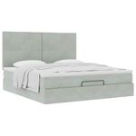 Casa si Gradina - Mobilier - Paturi si accesorii - Paturi - Cadru de pat otoman cu saltele Gri deschis 180x200cm catifea - Infinity.ro