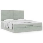 Casa si Gradina - Mobilier - Paturi si accesorii - Paturi - Cadru de pat otoman cu saltele Gri deschis 180x200cm catifea - Infinity.ro