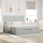 Casa si Gradina - Mobilier - Paturi si accesorii - Paturi - Cadru de pat otoman cu saltele Gri deschis 180x200cm catifea - Infinity.ro