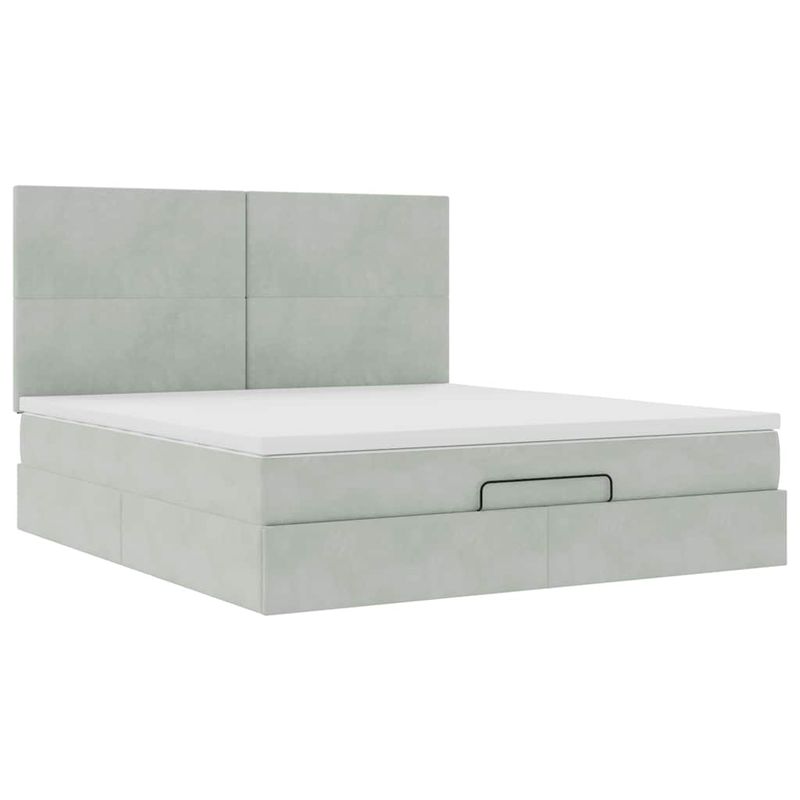 Casa si Gradina - Mobilier - Paturi si accesorii - Paturi - Cadru de pat otoman cu saltele Gri deschis 180x200cm catifea - Infinity.ro