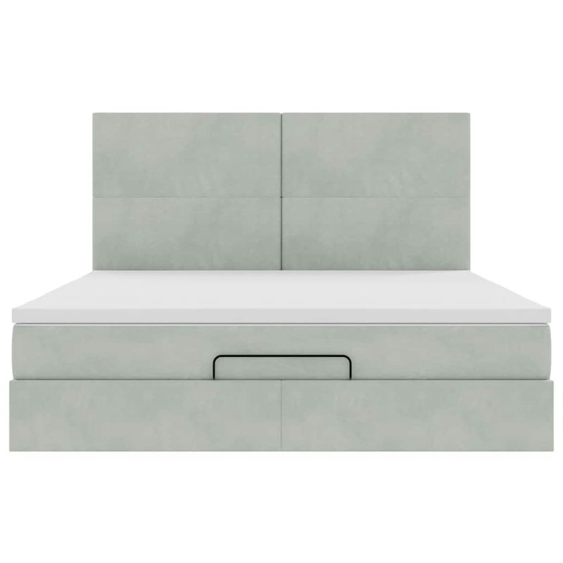 Casa si Gradina - Mobilier - Paturi si accesorii - Paturi - Cadru de pat otoman cu saltele Gri deschis 180x200cm catifea - Infinity.ro