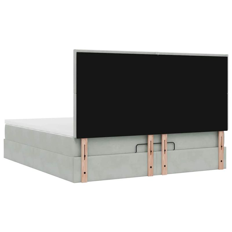 Casa si Gradina - Mobilier - Paturi si accesorii - Paturi - Cadru de pat otoman cu saltele Gri deschis 180x200cm catifea - Infinity.ro