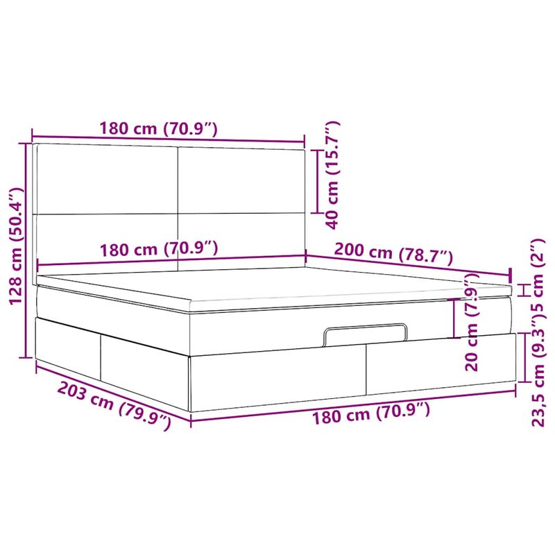 Casa si Gradina - Mobilier - Paturi si accesorii - Paturi - Cadru de pat otoman cu saltele Gri deschis 180x200cm catifea - Infinity.ro