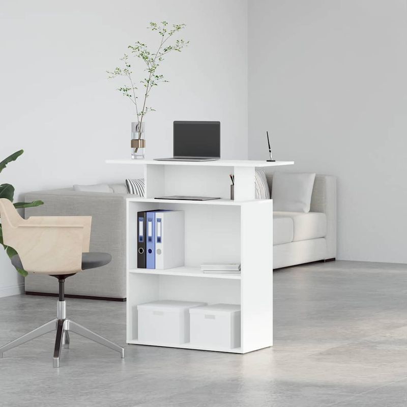 Casa si Gradina - Mobilier - Mese si birouri - Birouri - Birou de receptie alb 100x40x104 cm din lemn prelucrat - Infinity.ro