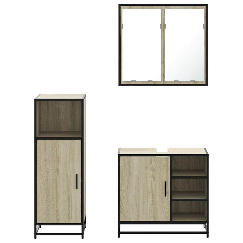 Casa si Gradina - Mobilier - Seturi de mobilier - Seturi baie - Set mobilier de baie, 3 piese, stejar sonoma, lemn prelucrat - Infinity.ro