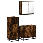 Casa si Gradina - Mobilier - Seturi de mobilier - Seturi baie - Set mobilier de baie, 3 piese, stejar fumuriu, lemn prelucrat - Infinity.ro