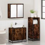 Casa si Gradina - Mobilier - Seturi de mobilier - Seturi baie - Set mobilier de baie, 3 piese, stejar fumuriu, lemn prelucrat - Infinity.ro
