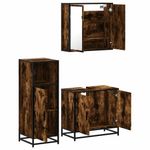 Casa si Gradina - Mobilier - Seturi de mobilier - Seturi baie - Set mobilier de baie, 3 piese, stejar fumuriu, lemn prelucrat - Infinity.ro