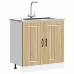 Casa si Gradina - Mobilier - Comode si corpuri - Corpuri bucatarie - Dulap baza pentru chiuveta „Lucca” Lemn prelucrat stejar Sonoma, model 1x dulap inferior (2 uși), mărime 80x46x81.5 cm - Infinity.ro