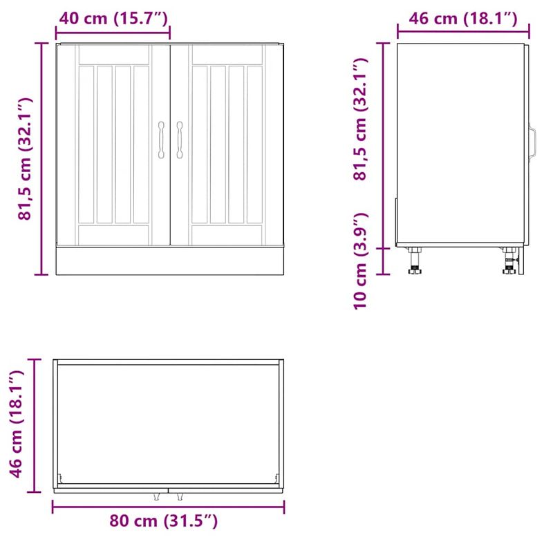 Casa si Gradina - Mobilier - Comode si corpuri - Corpuri bucatarie - Dulap baza pentru chiuveta „Lucca” Lemn prelucrat stejar Sonoma, model 1x dulap inferior (2 uși), mărime 80x46x81.5 cm - Infinity.ro