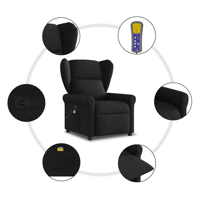 Ingrijire personala si Cosmetice - Sanatate si wellness - Articole wellness - Fotolii de masaj - Fotoliu de masaj rabatabil, negru, material textil - Infinity.ro