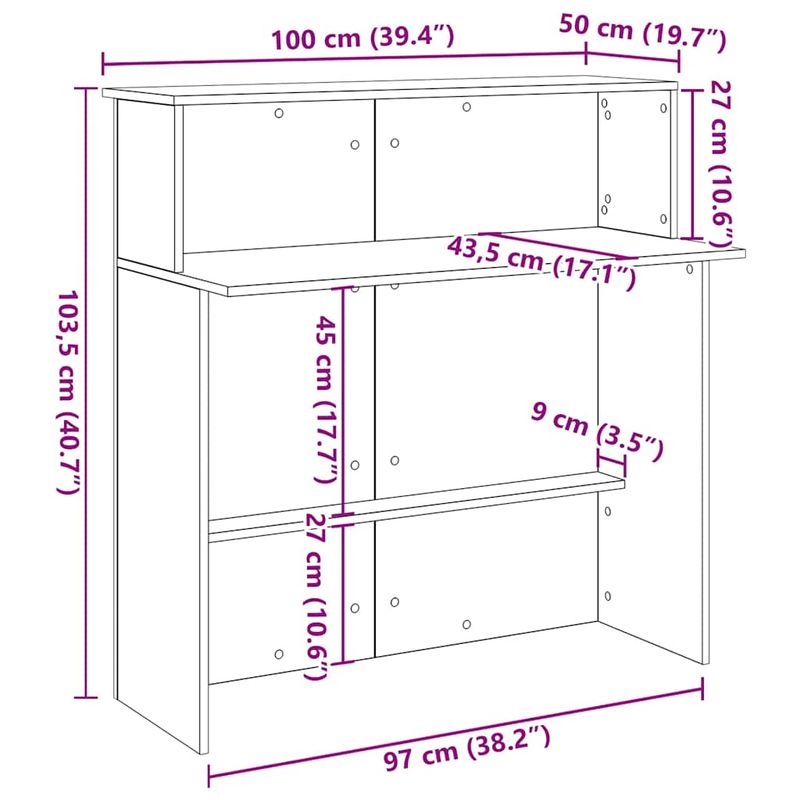 Casa si Gradina - Mobilier - Mese si birouri - Birouri - Birou de receptie Stejar Sonoma 100x50x103,5 cm Lemn prelucrat - Infinity.ro