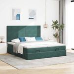 Casa si Gradina - Mobilier - Paturi si accesorii - Paturi - Cadru de pat otoman cu saltele, catifea verde inchis 180x200cm - Infinity.ro