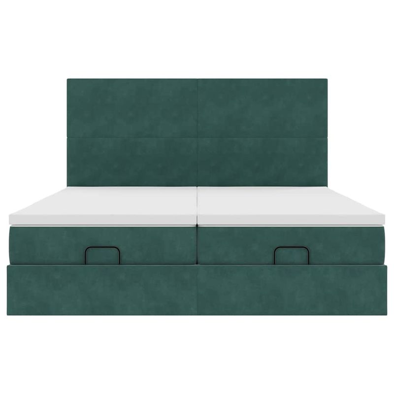 Casa si Gradina - Mobilier - Paturi si accesorii - Paturi - Cadru de pat otoman cu saltele, catifea verde inchis 180x200cm - Infinity.ro