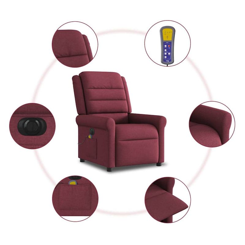 Ingrijire personala si Cosmetice - Sanatate si wellness - Articole wellness - Fotolii de masaj - Fotoliu electric de masaj rabatabil, rosu vin, textil - Infinity.ro